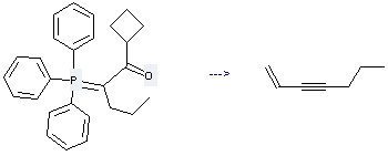 1-Hepten-3-yne can be prepared by (1-Cyclobutylcarbonyl-butyliden)-triphenylphosphoran
